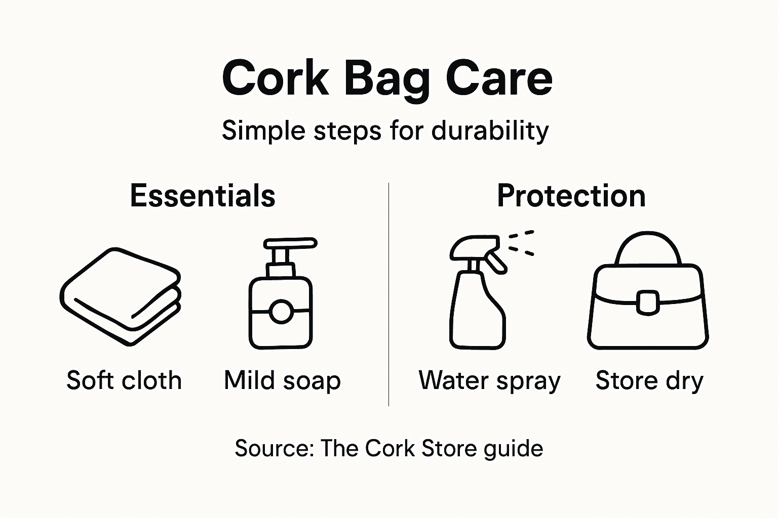 Infographic of cork bag care and maintenance