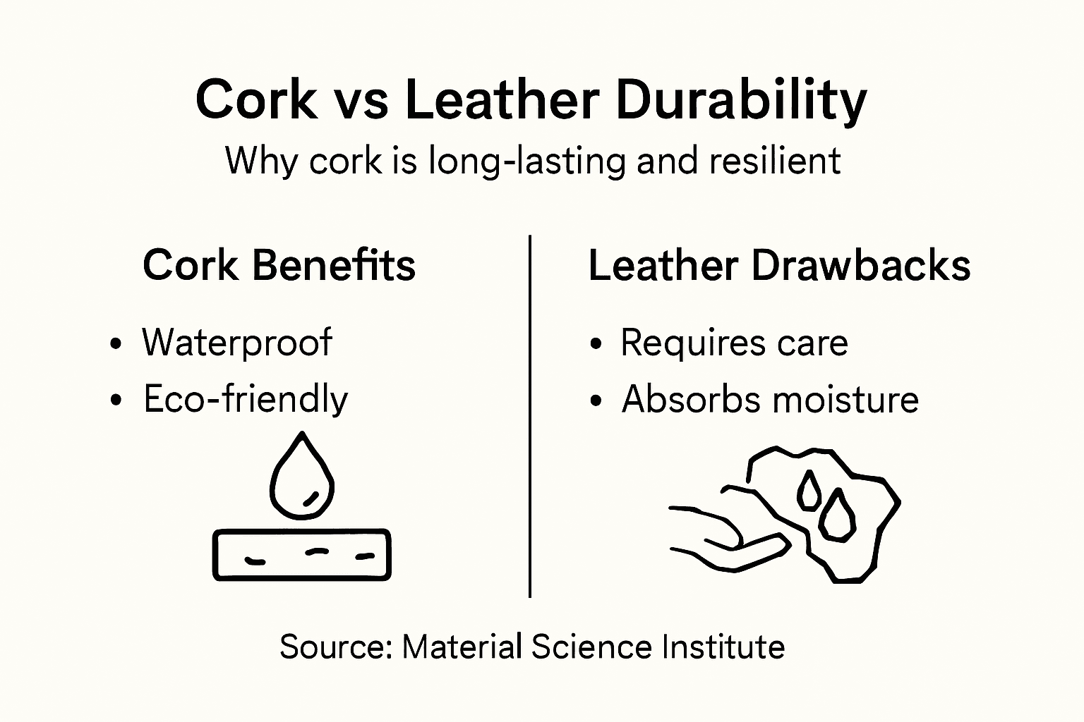 Infographic comparing cork and leather durability