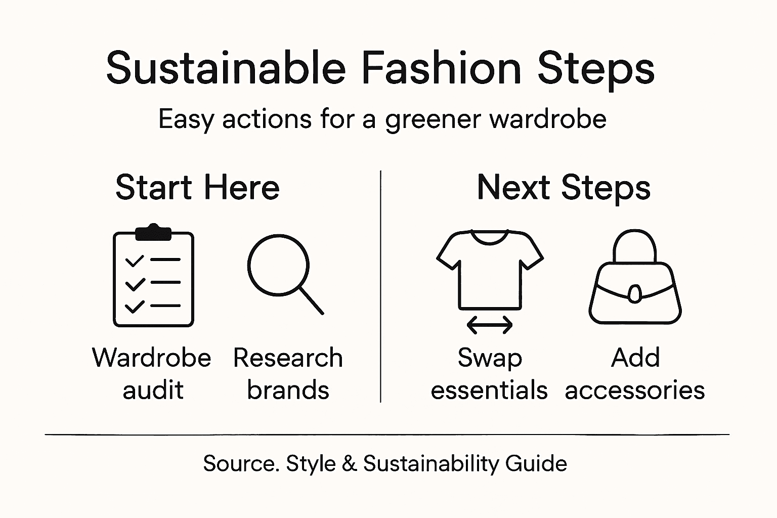 Infographic showing steps to sustainable fashion