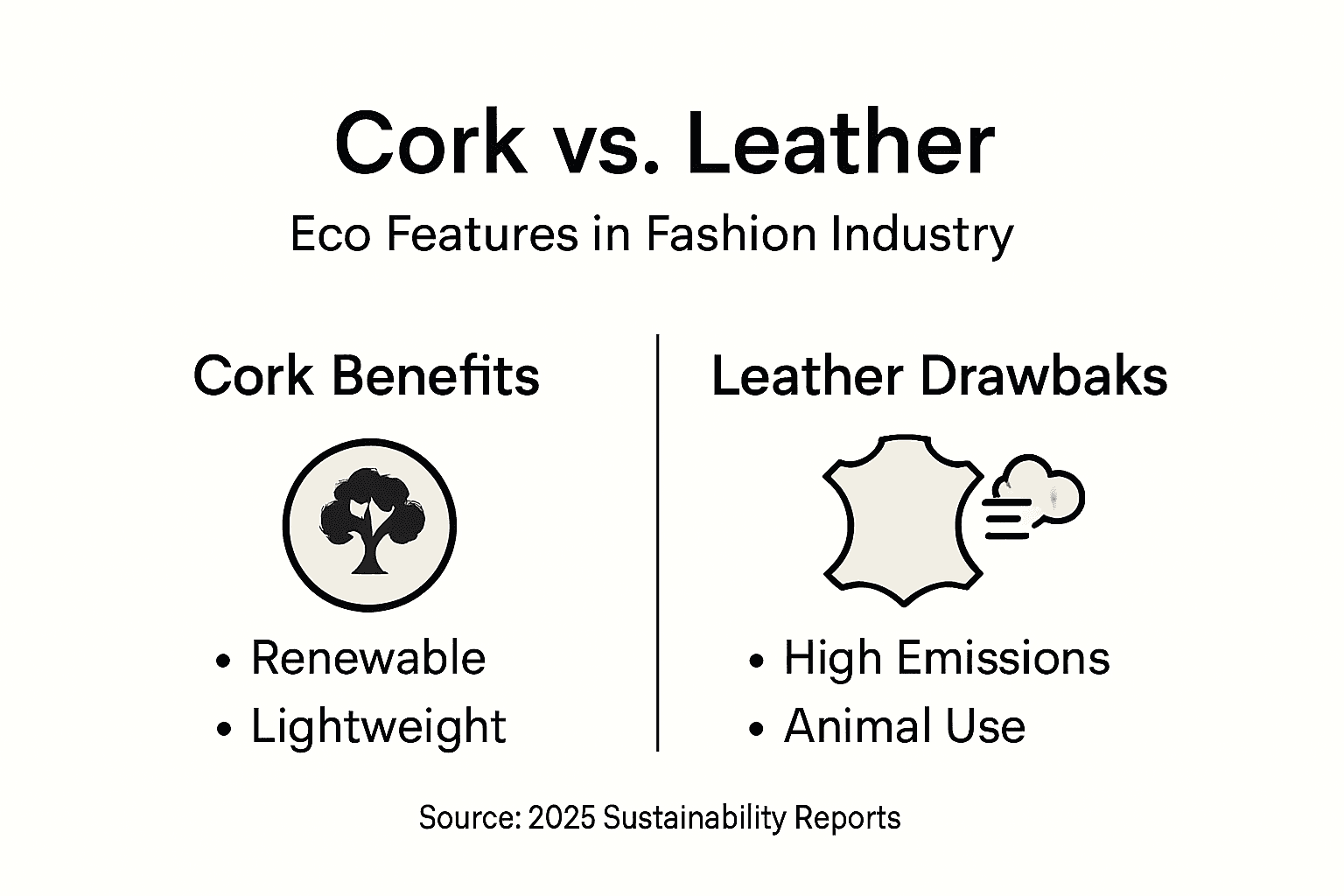Infographic showing cork versus leather eco benefits