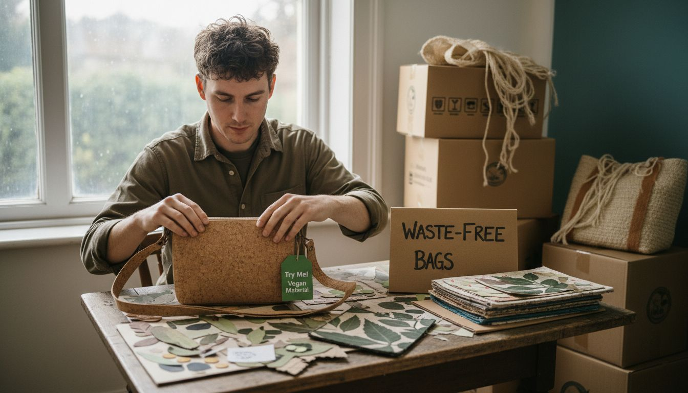 Designer prototyping cork and Piñatex bags