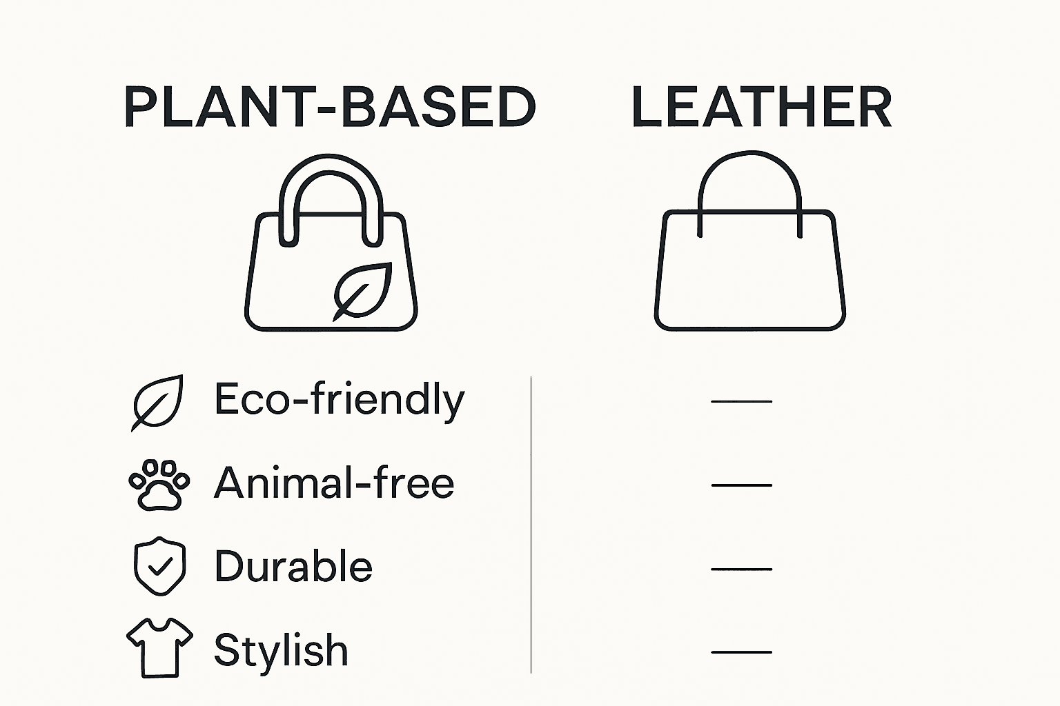 Infographic comparing plant-based versus leather bags