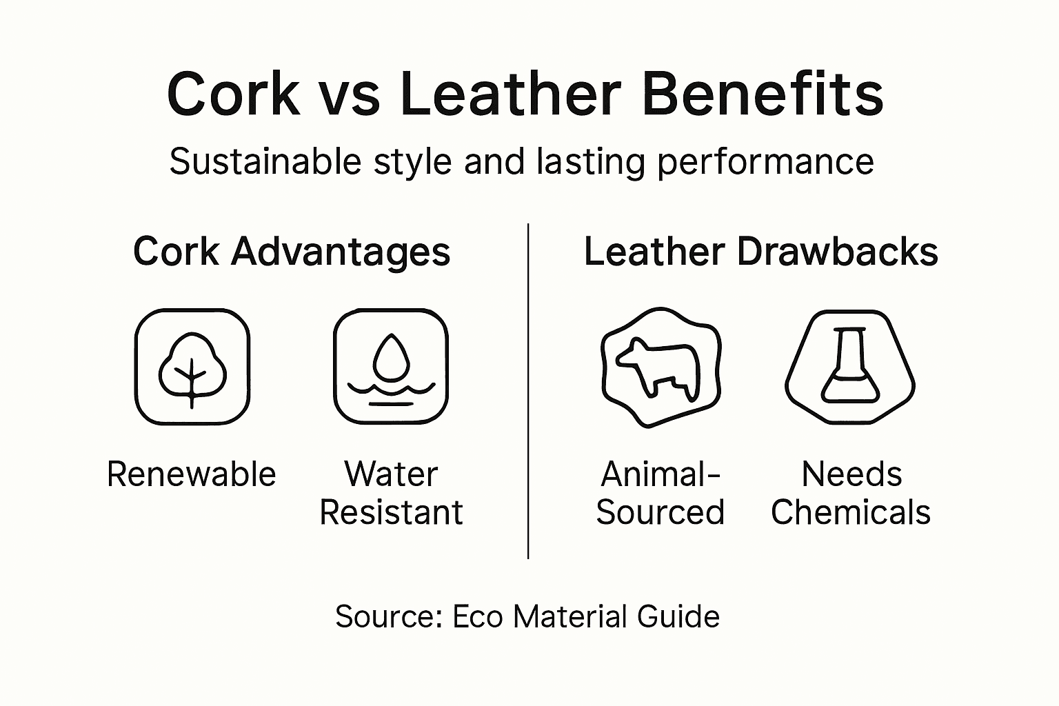 Infographic comparing cork and leather benefits