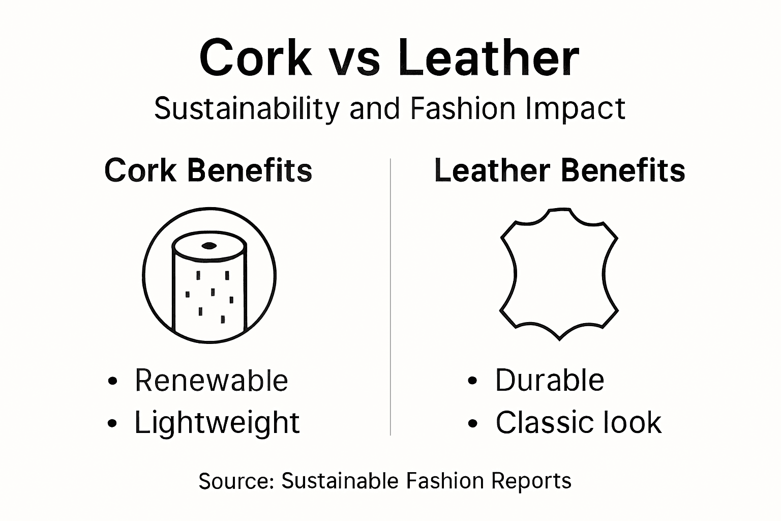 Infographic comparing cork and leather benefits