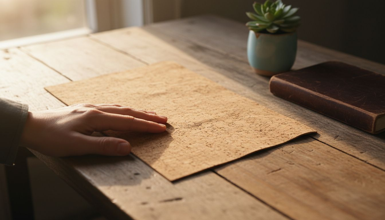 Fingertips feeling cork leather texture