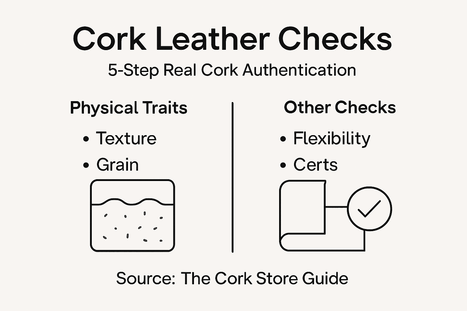 Infographic overview of cork leather verification steps