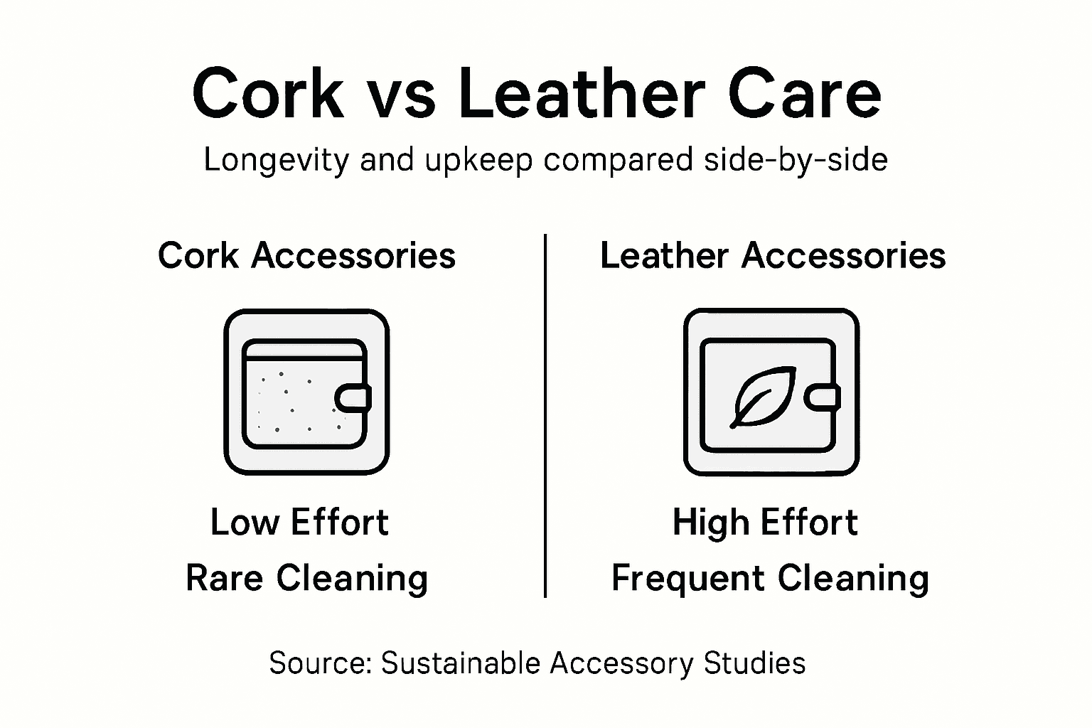 Infographic: cork vs leather maintenance effort