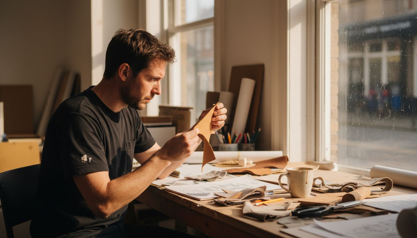 Designer testing vegan leather materials
