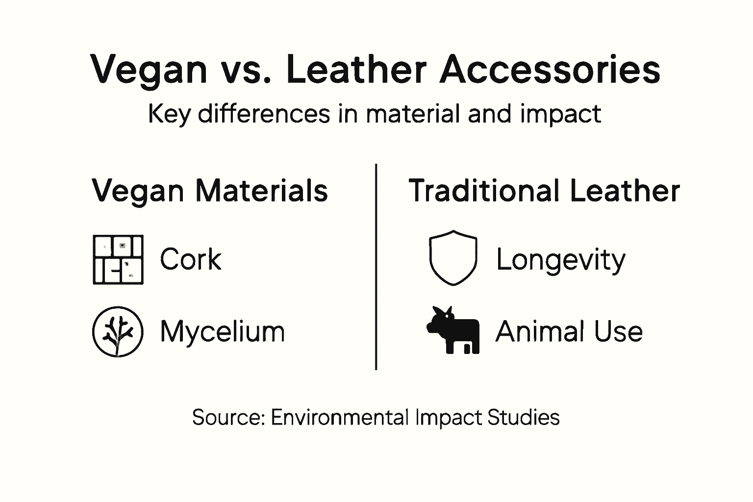 Infographic comparing vegan and leather accessories