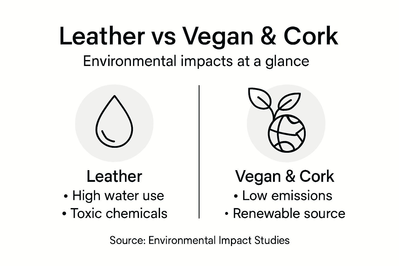 Infographic comparing leather with vegan and cork options