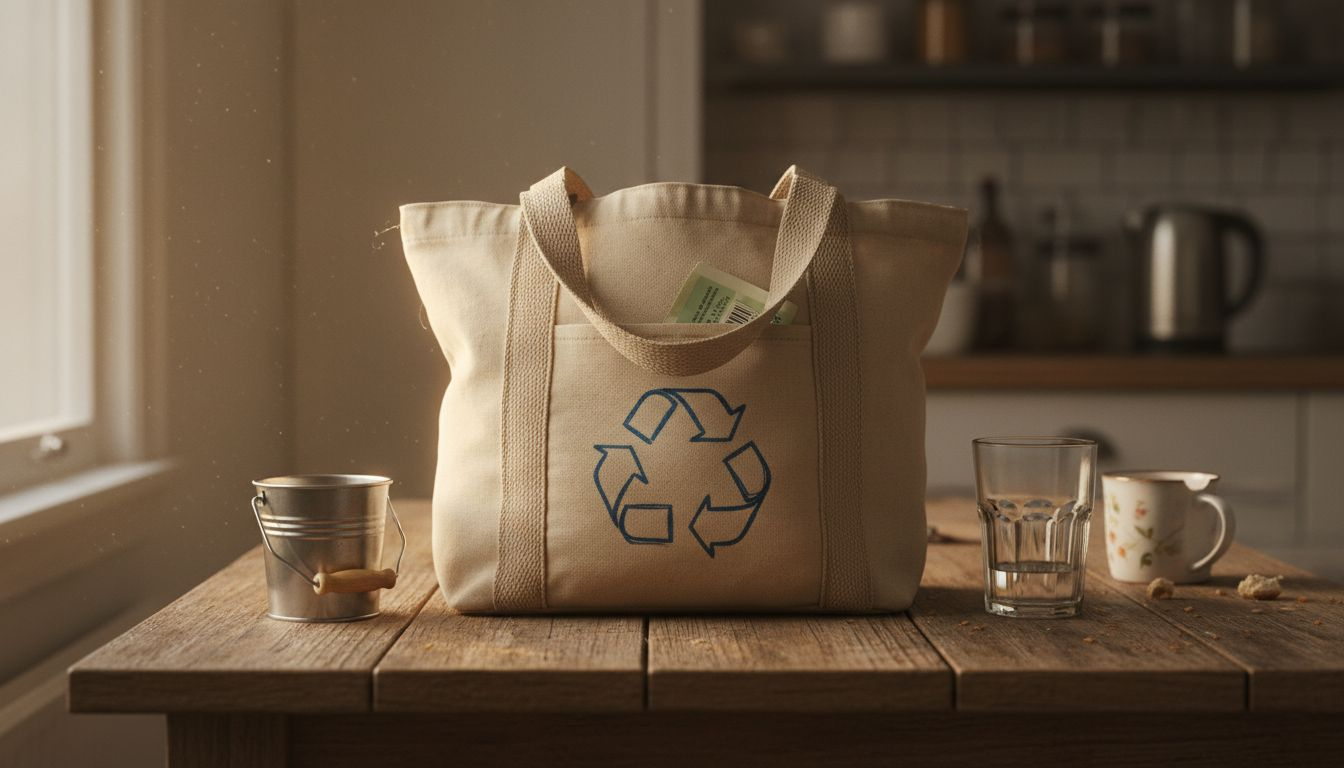 Biodegradable bag in realistic household setting