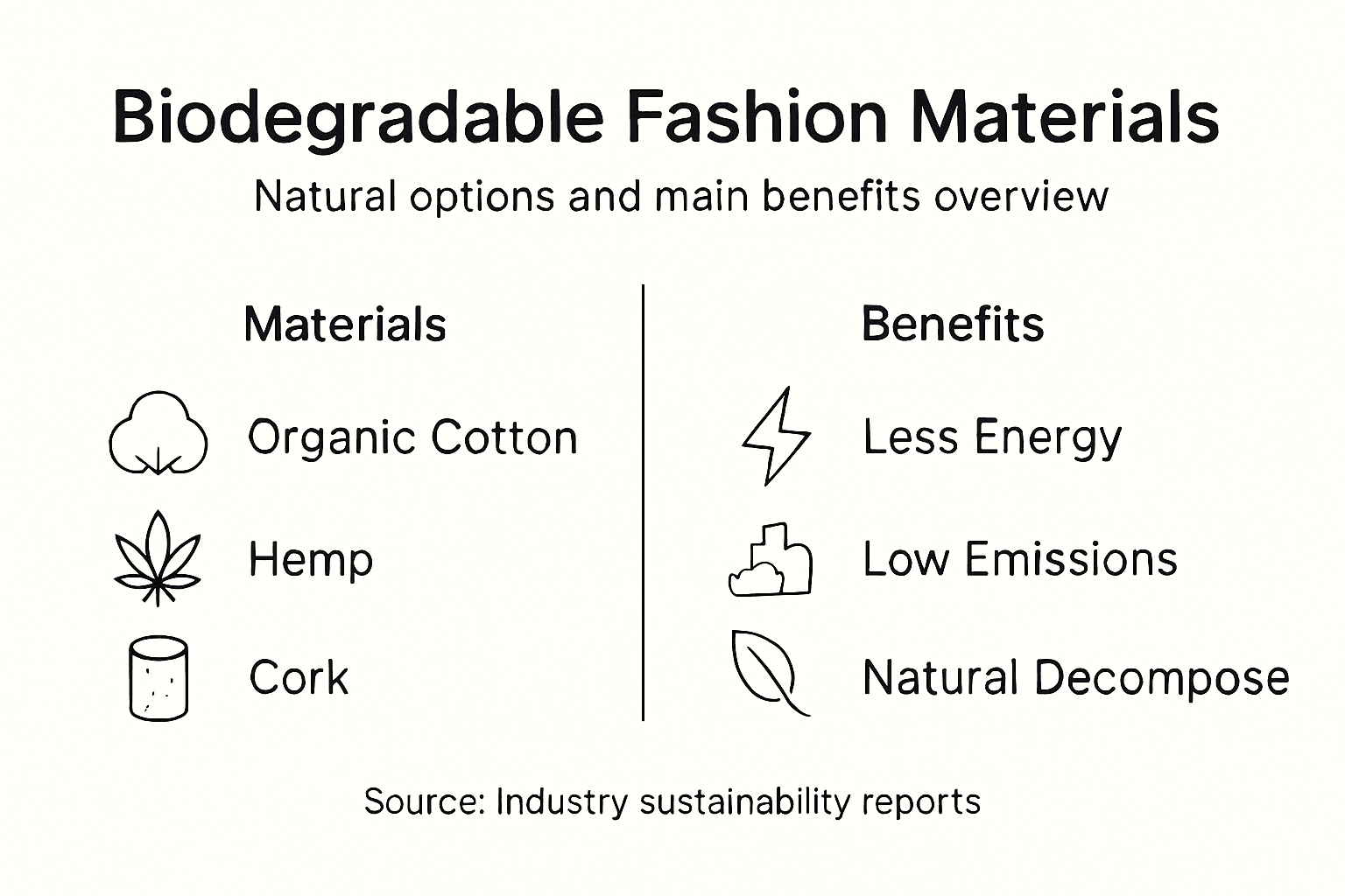 Infographic showing main biodegradable fashion materials