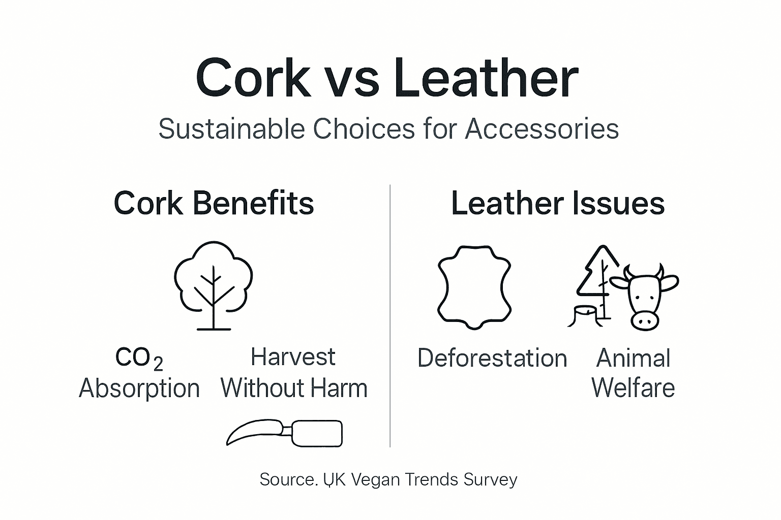 Infographic comparing cork and leather benefits
