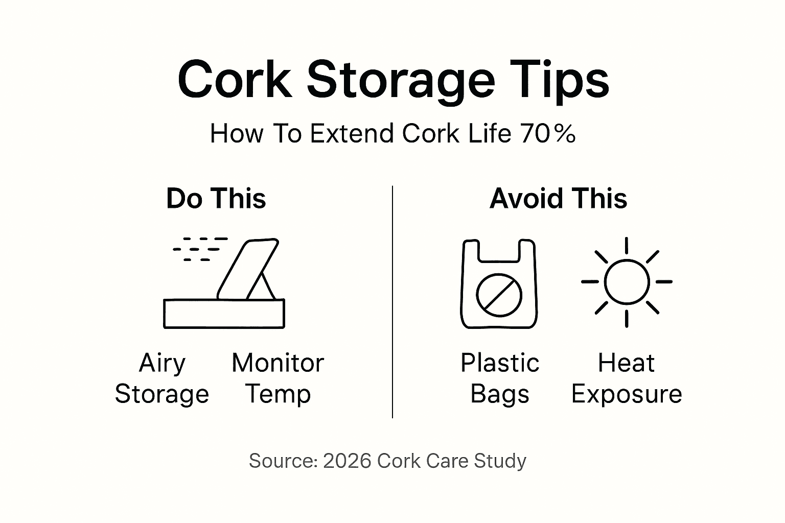 Infographic with cork storage tips and mistakes