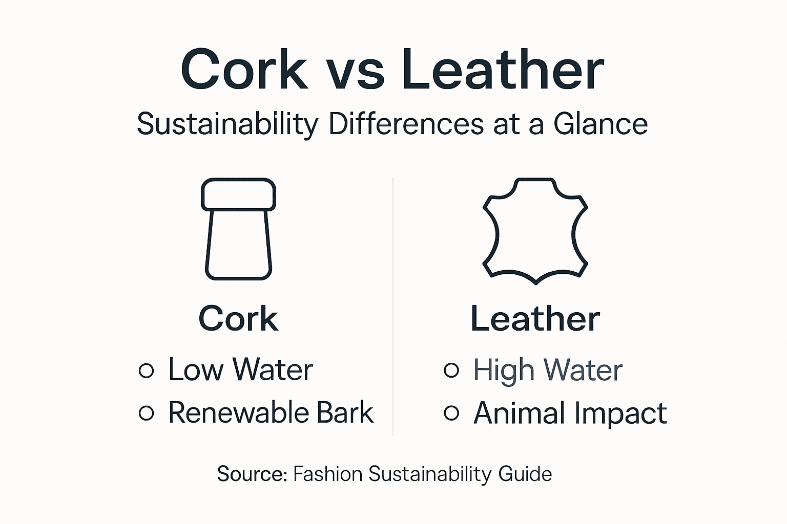 Infographic comparing cork and leather sustainability