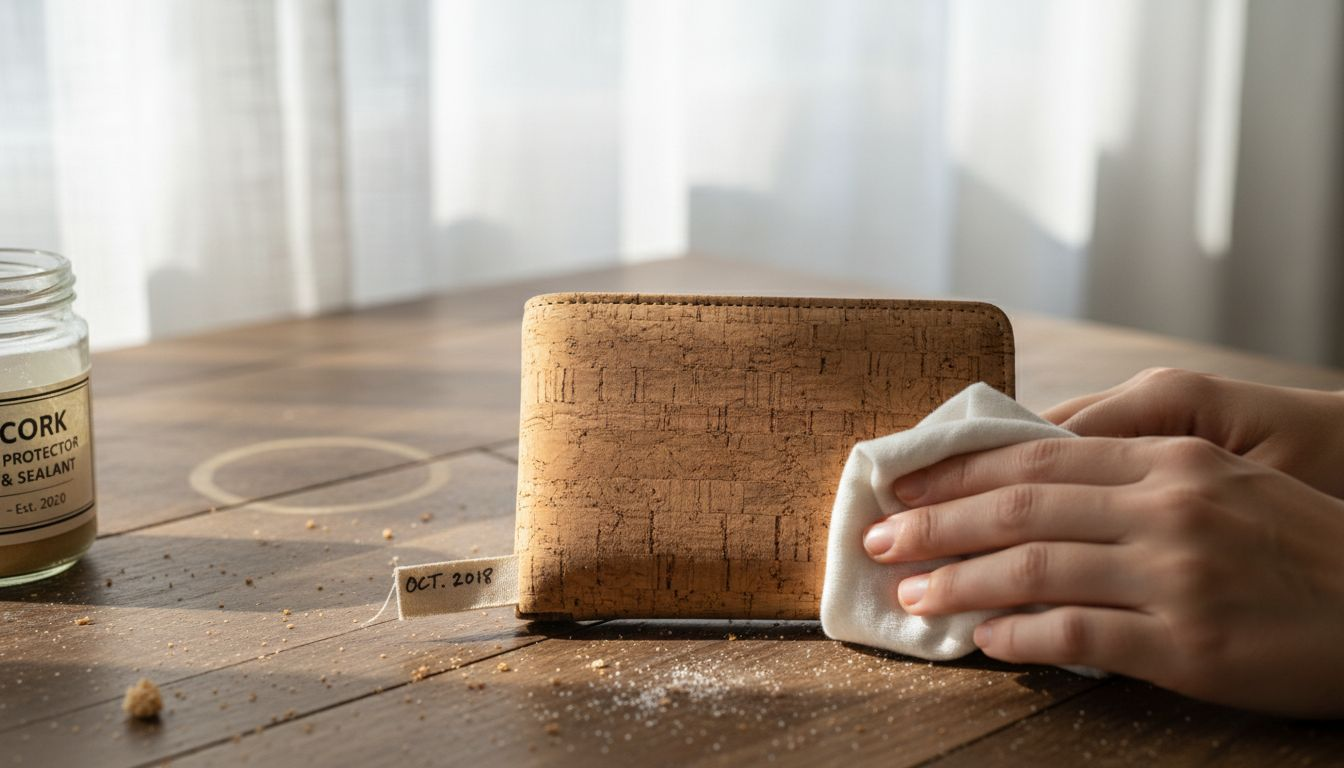 Used cork wallet showing lasting durability
