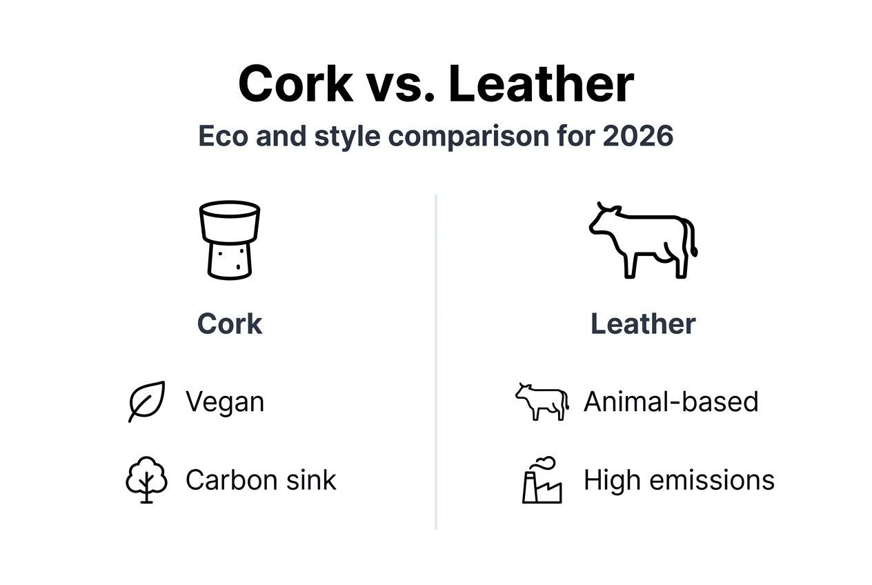 Infographic comparing cork and leather