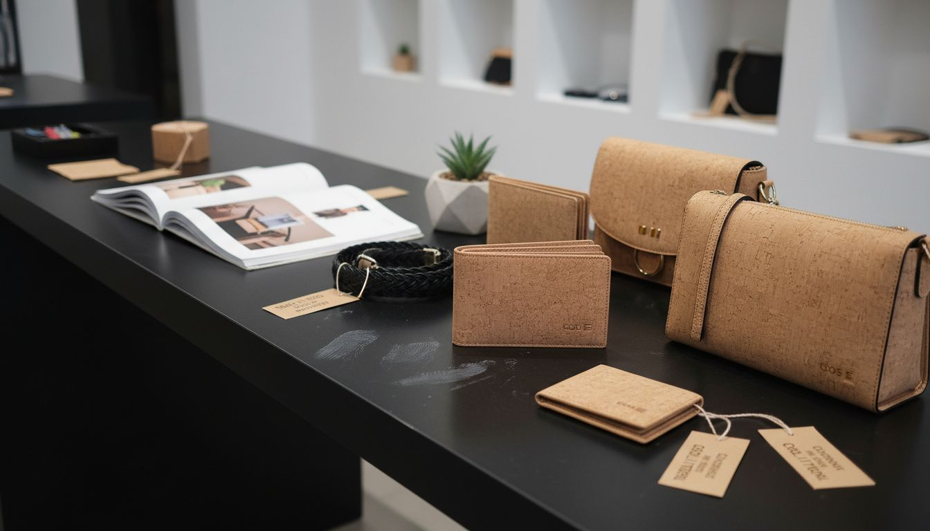 Cork accessories on retail counter display