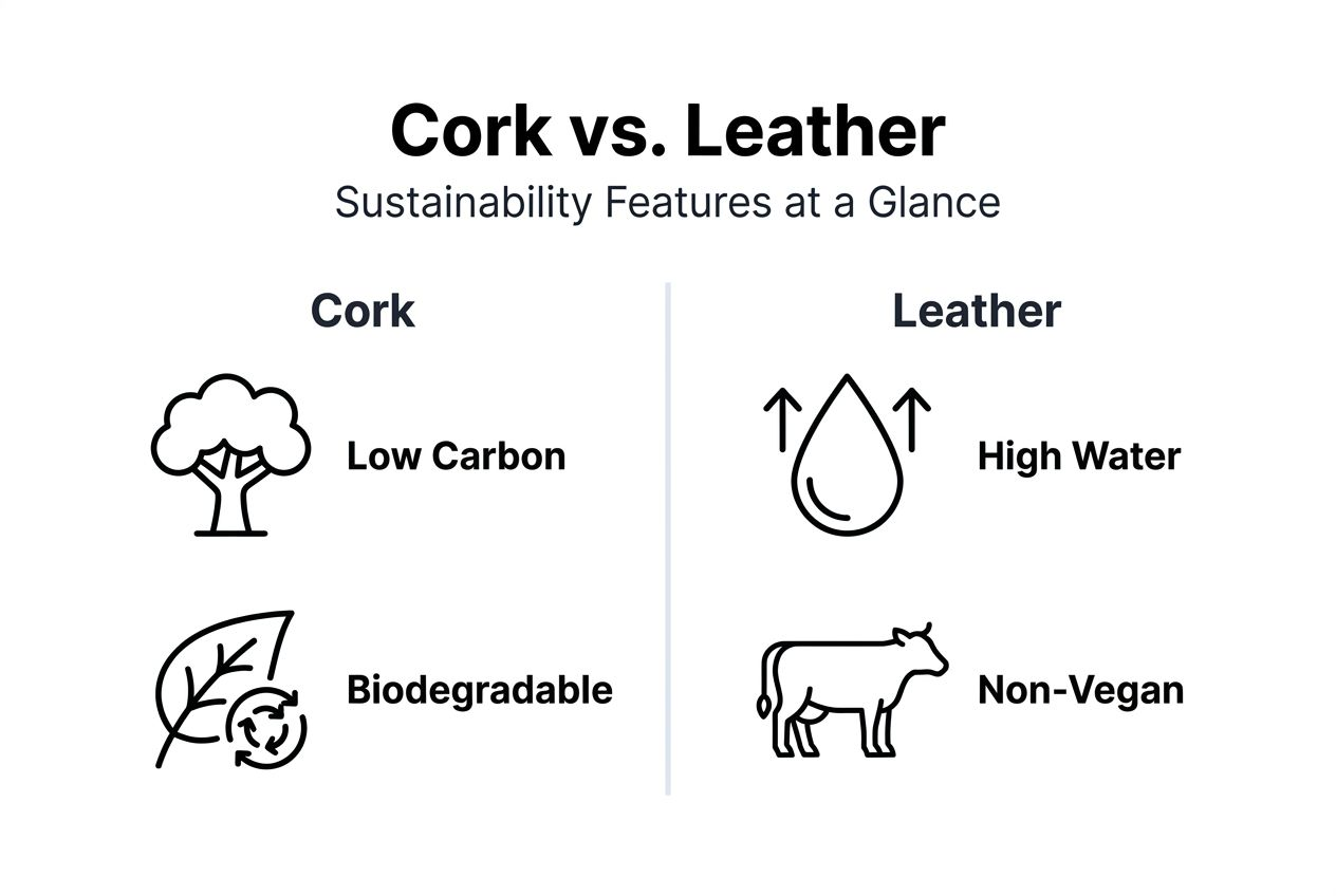 Infographic comparing cork and leather features