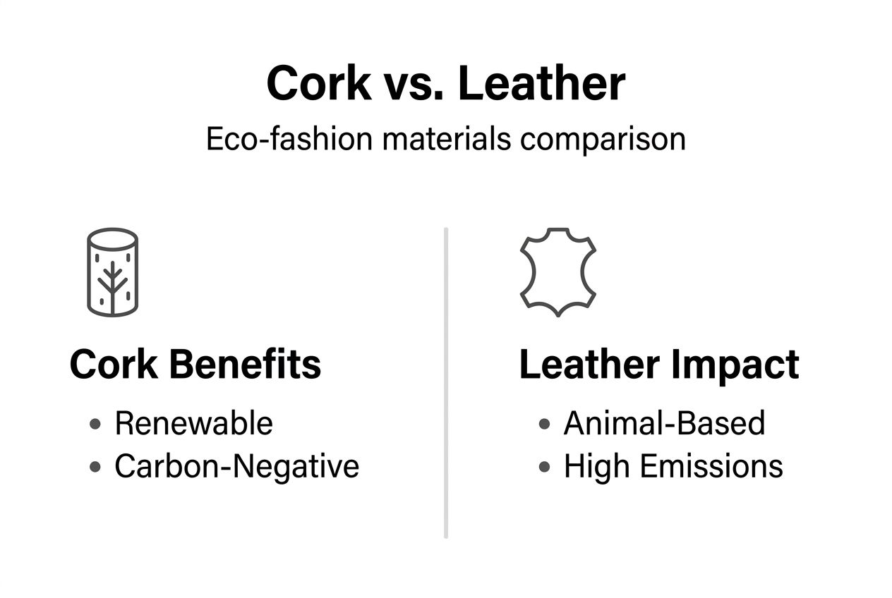 Infographic comparing cork and leather sustainability
