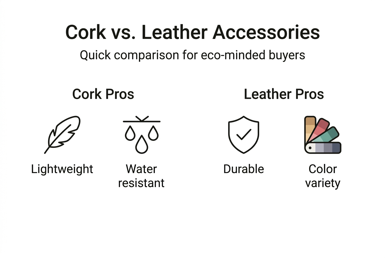 Cork and leather accessories comparison infographic