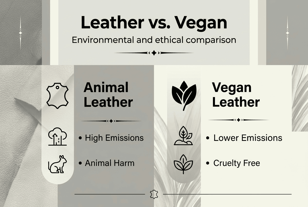 Infographic comparing animal and vegan leather
