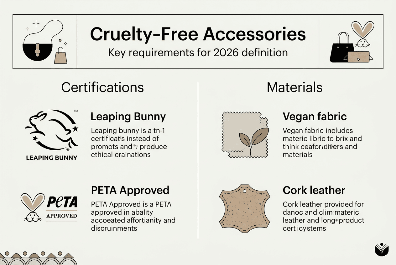 Infographic listing cruelty-free accessory requirements