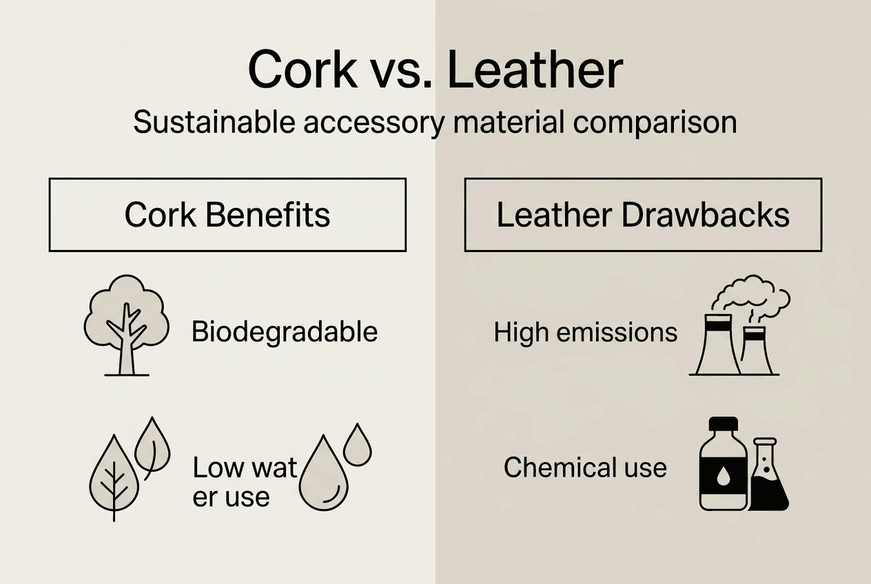 Infographic comparing benefits cork versus leather