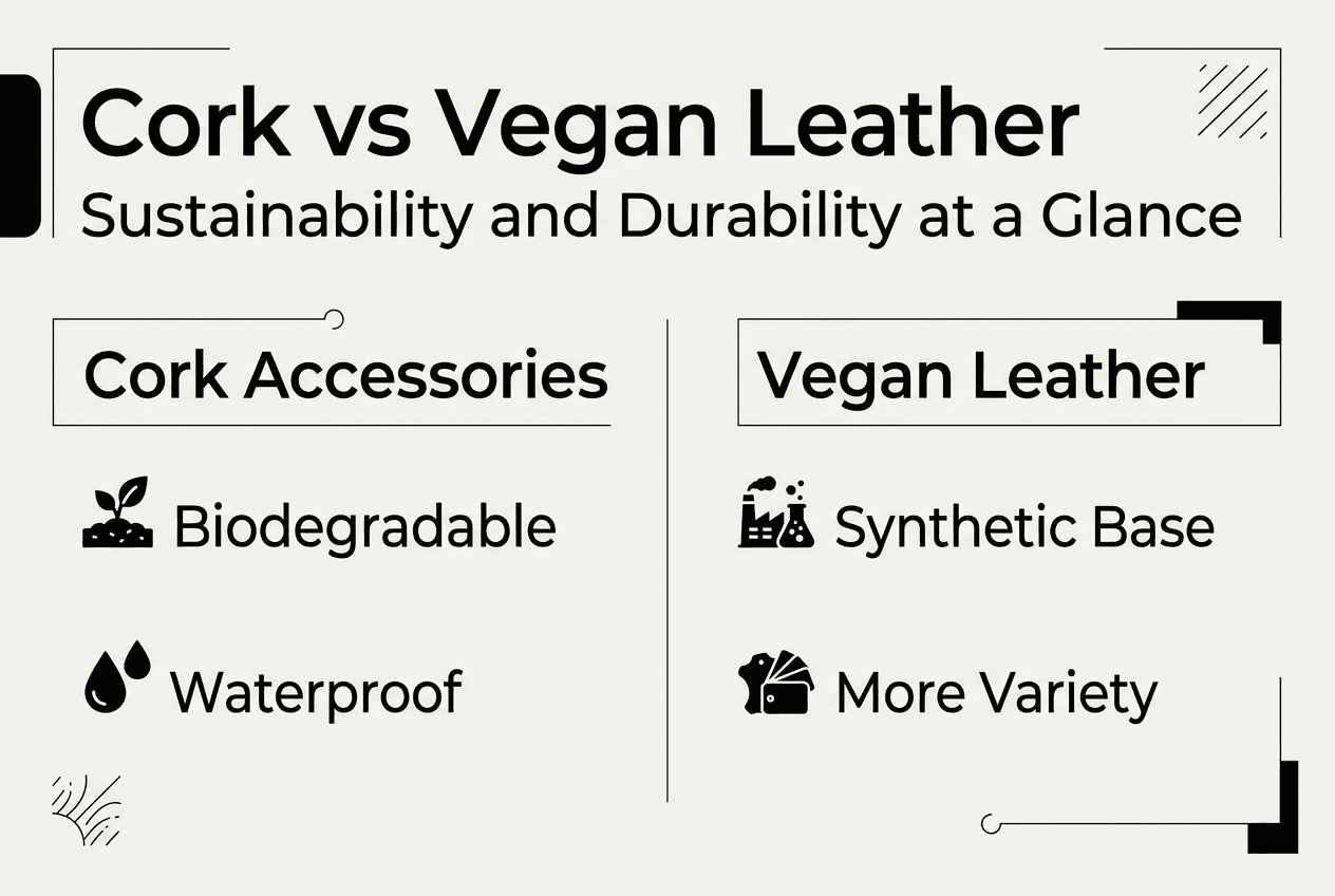 Infographic comparing cork with vegan leather