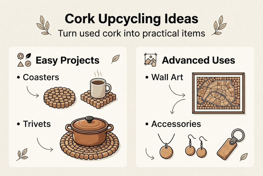 Infographic of creative cork upcycling projects