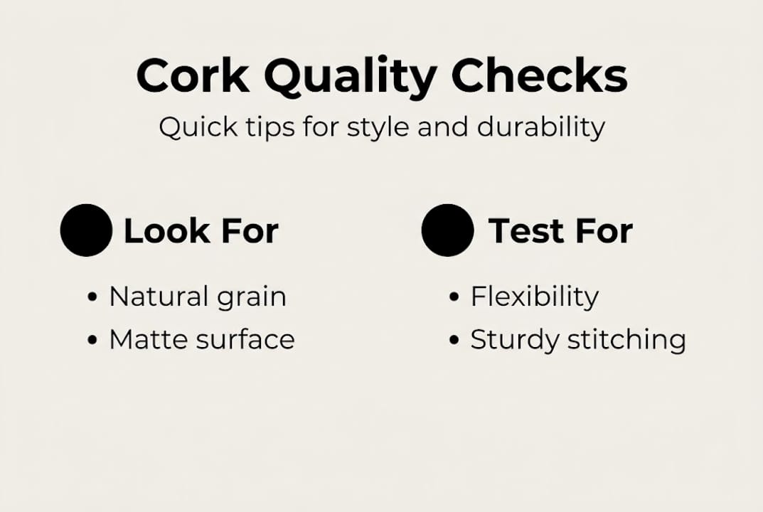 Infographic checklist for quality cork accessories