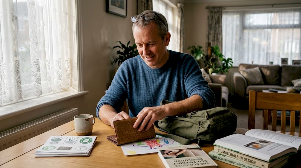 Man reviewing eco-friendly material options