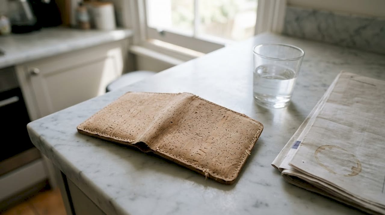 Cork wallet texture with natural grain