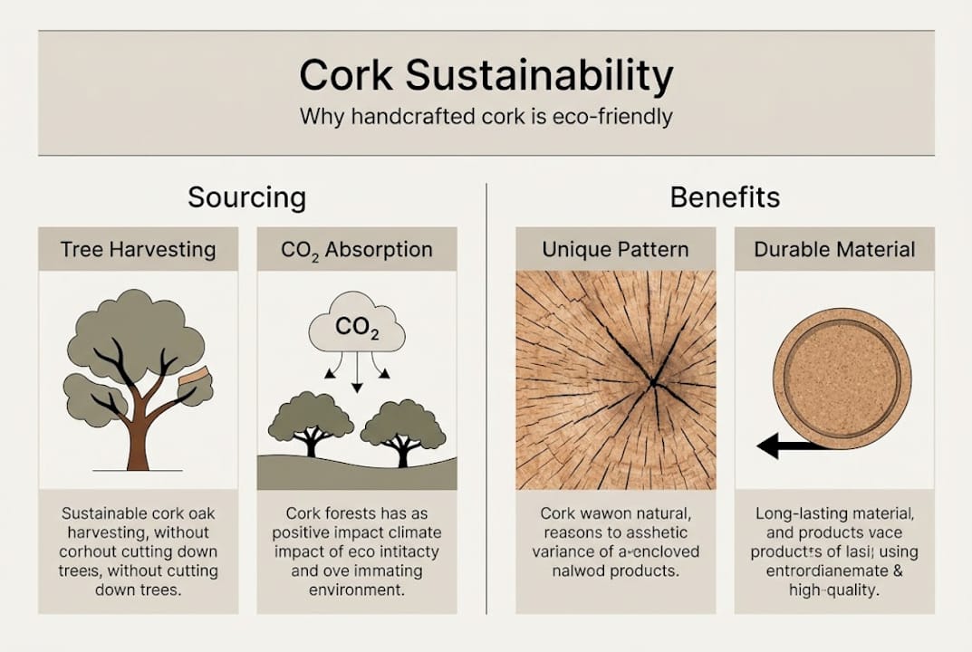 Infographic outlining cork sustainability features