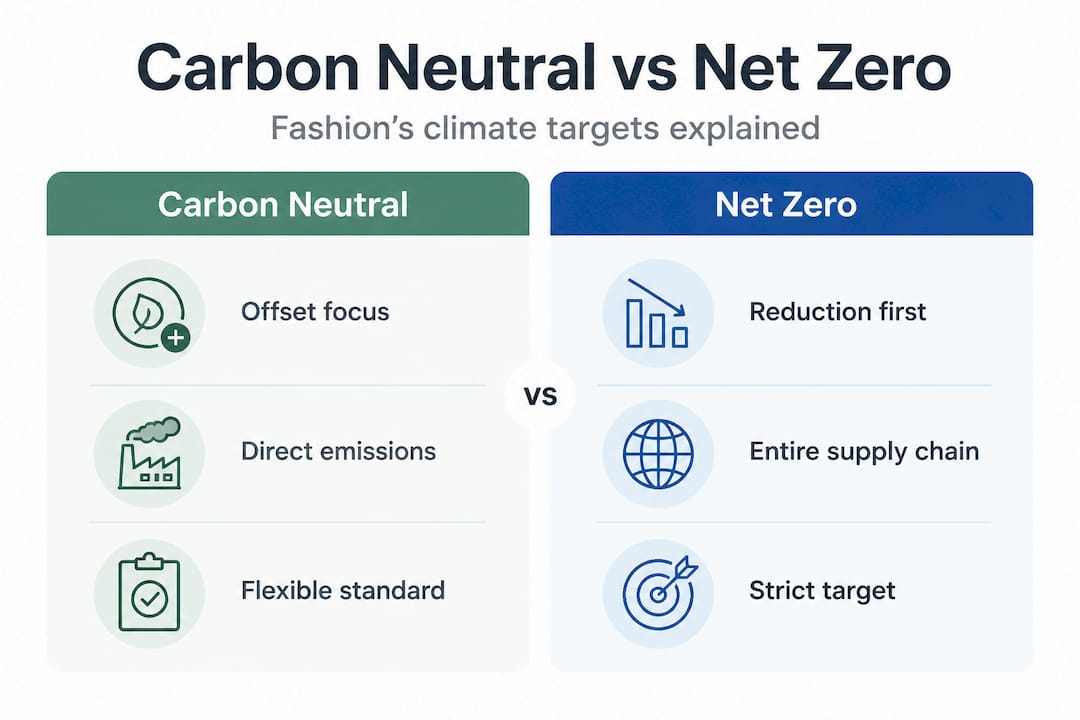 Infographic comparing carbon neutral and net zero