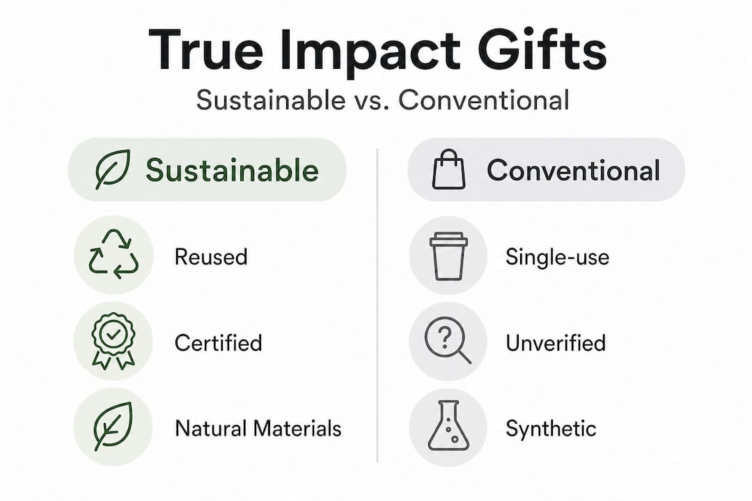 Infographic comparing sustainable and conventional gifts