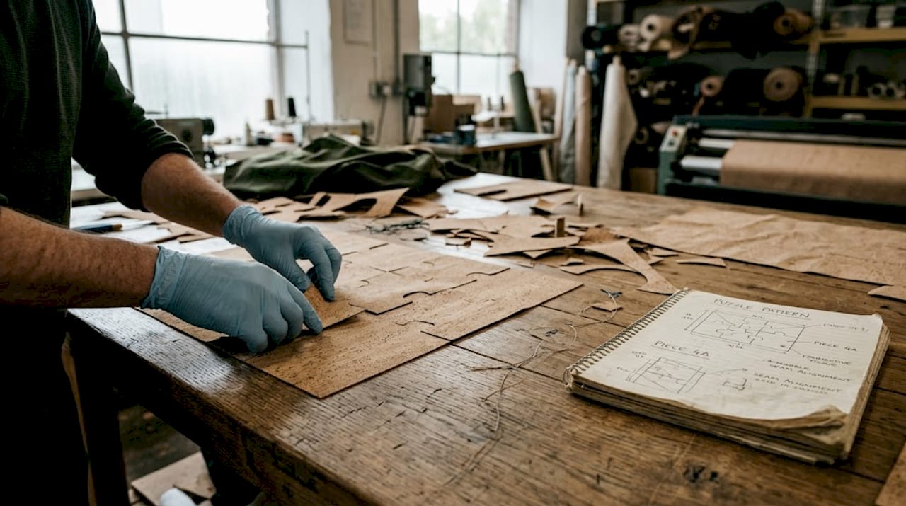 Hands sorting cork zero-waste materials