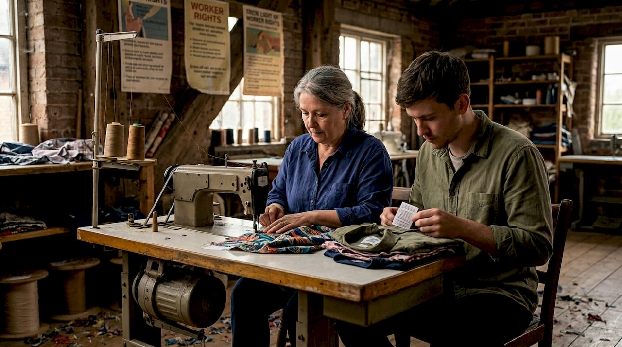 Workers sewing in ethical garment factory