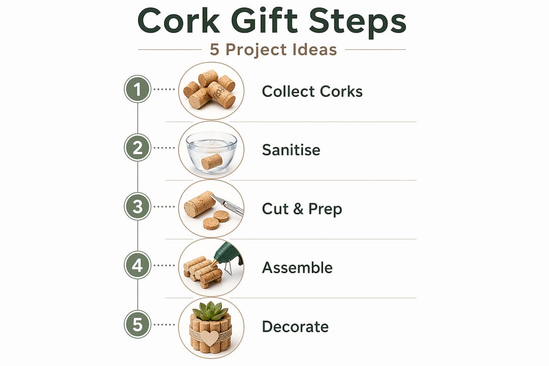 Infographic shows five steps for cork gifts