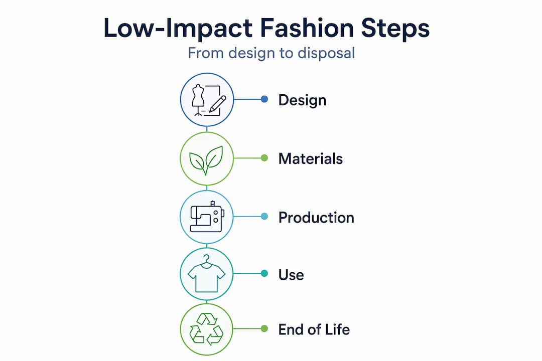 Infographic showing five stages low-impact fashion