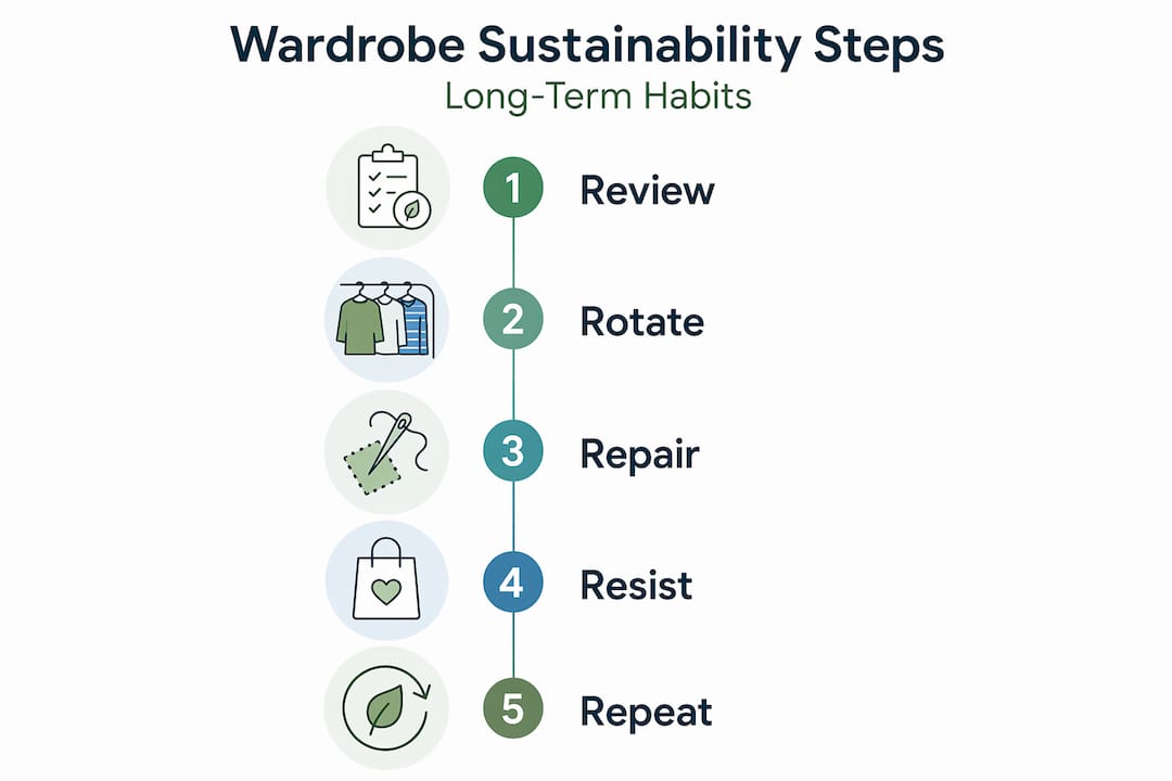 Infographic with steps to maintain wardrobe sustainability