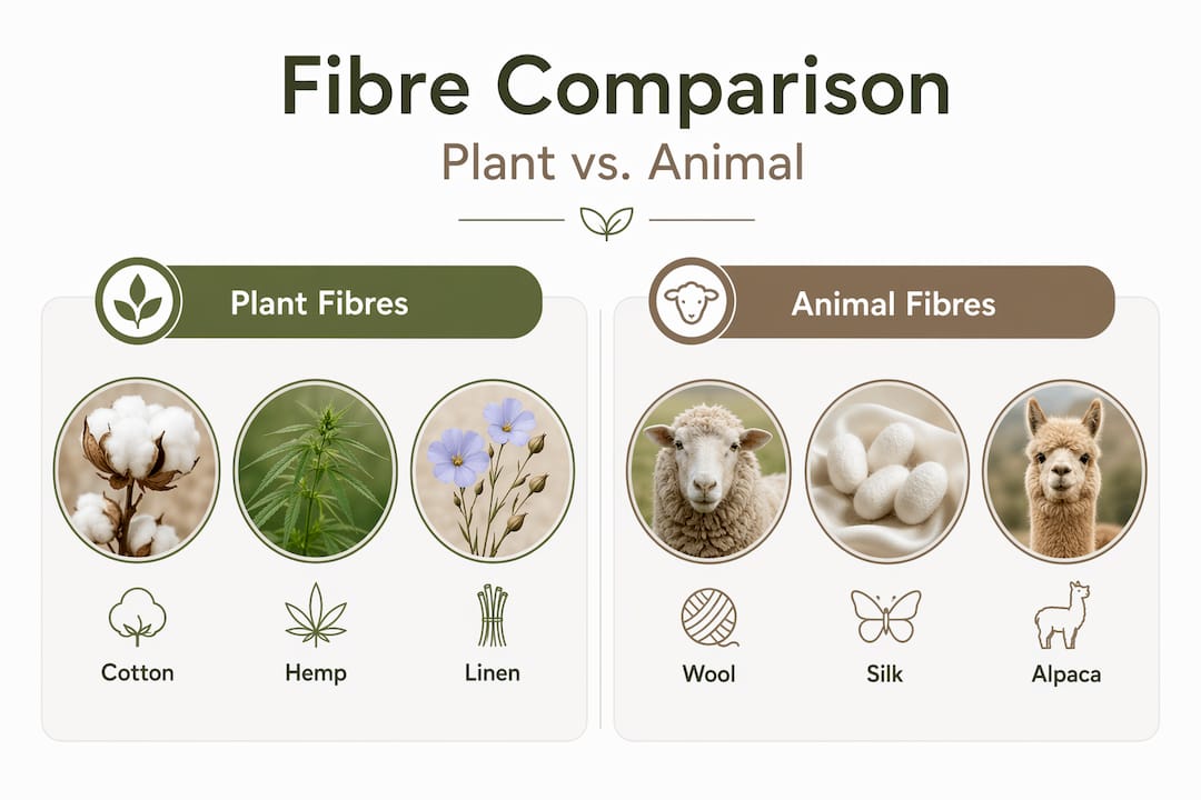 Infographic comparing plant and animal fibres
