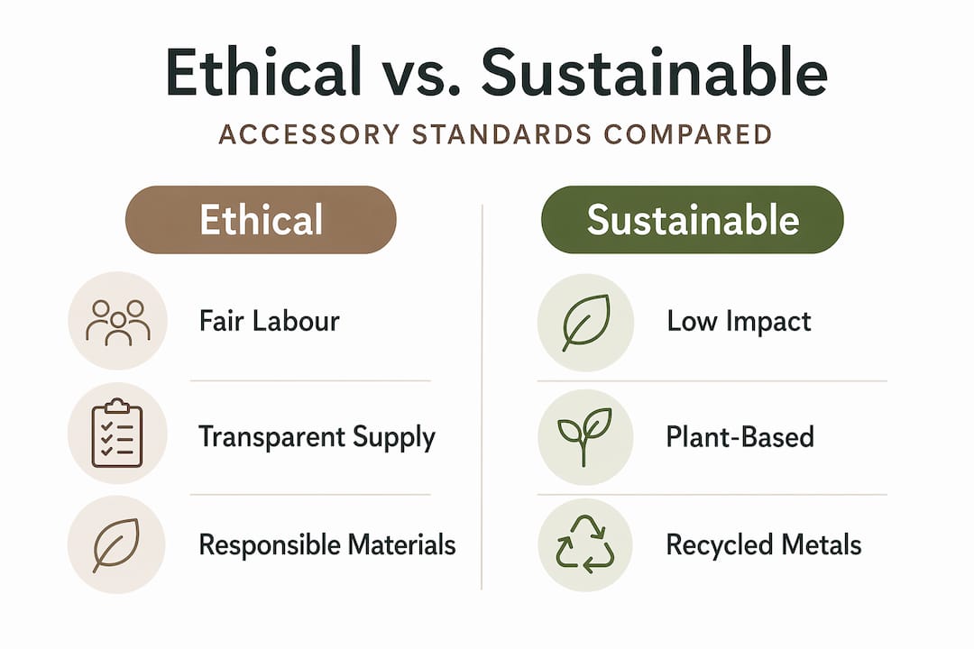 Infographic comparing ethical and sustainable accessories