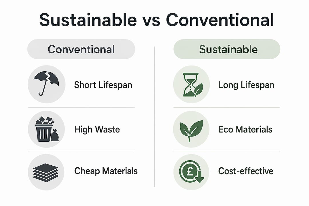 Infographic comparing sustainable and conventional gifts