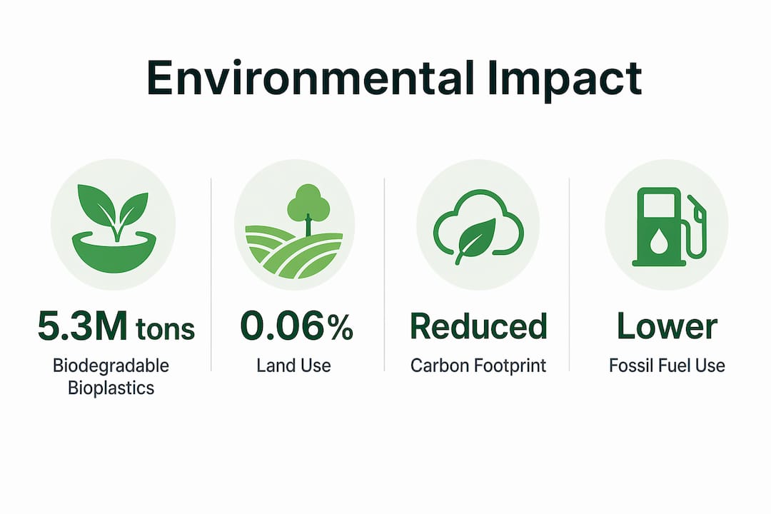 Infographic showing environmental impact statistics