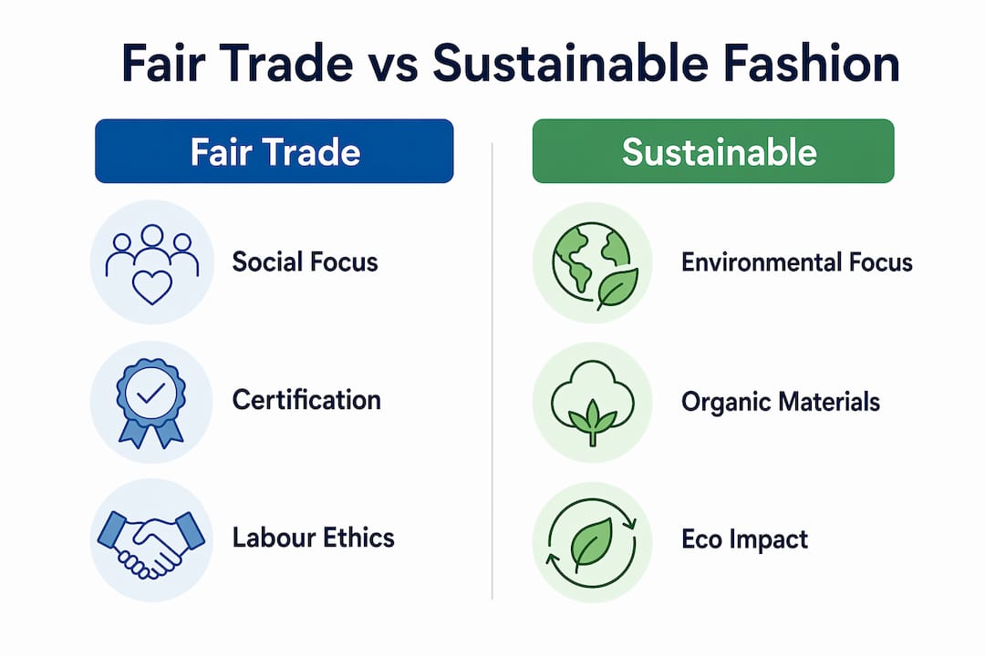 Infographic comparing fair trade and sustainable fashion