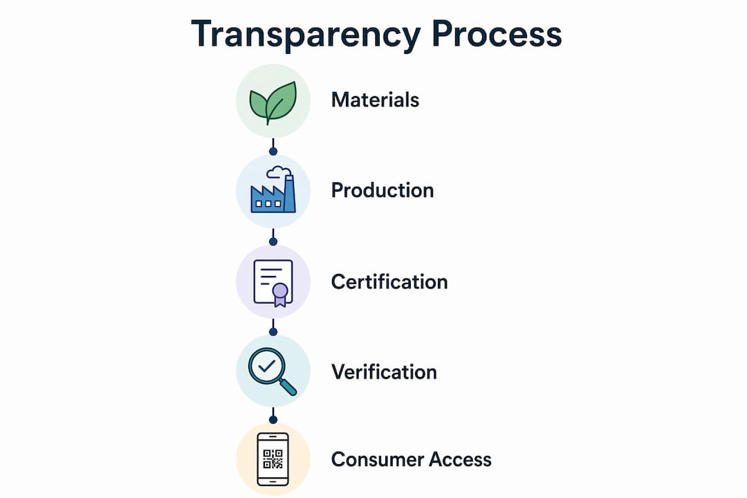 Infographic illustrating fashion transparency stages
