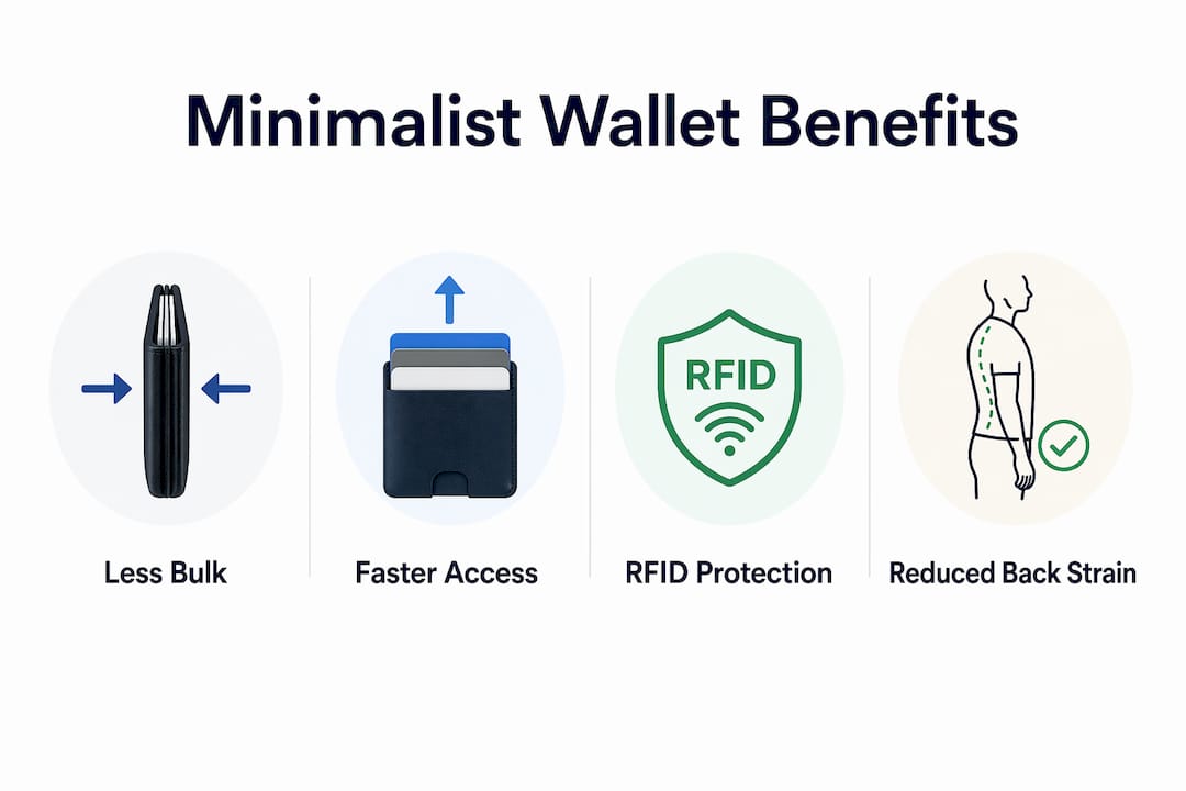 Infographic showing benefits of minimalist wallets