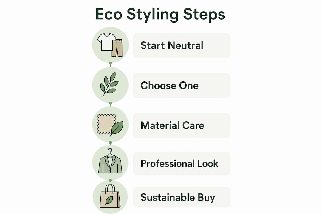 Infographic illustrating five key steps of eco-friendly accessory styling