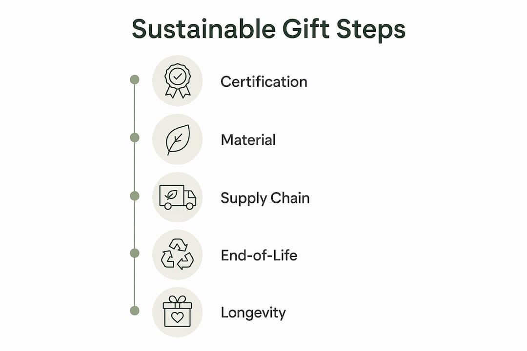 Infographic illustrating sustainable gift purchase steps